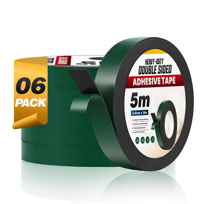 Black Foam Double-Sided Tape 2.4 cm x 5 m – High Tack, 1 to 6 Rolls - 6 Rolls