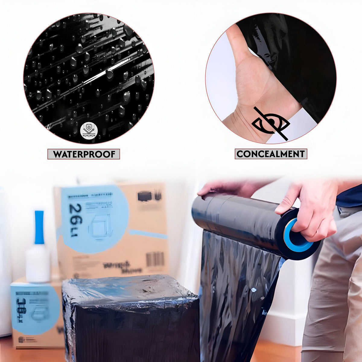 Black Pallet Stretch Wrap – 40 or 50 cm Rolls, Packs of 2 to 10 - photo 4