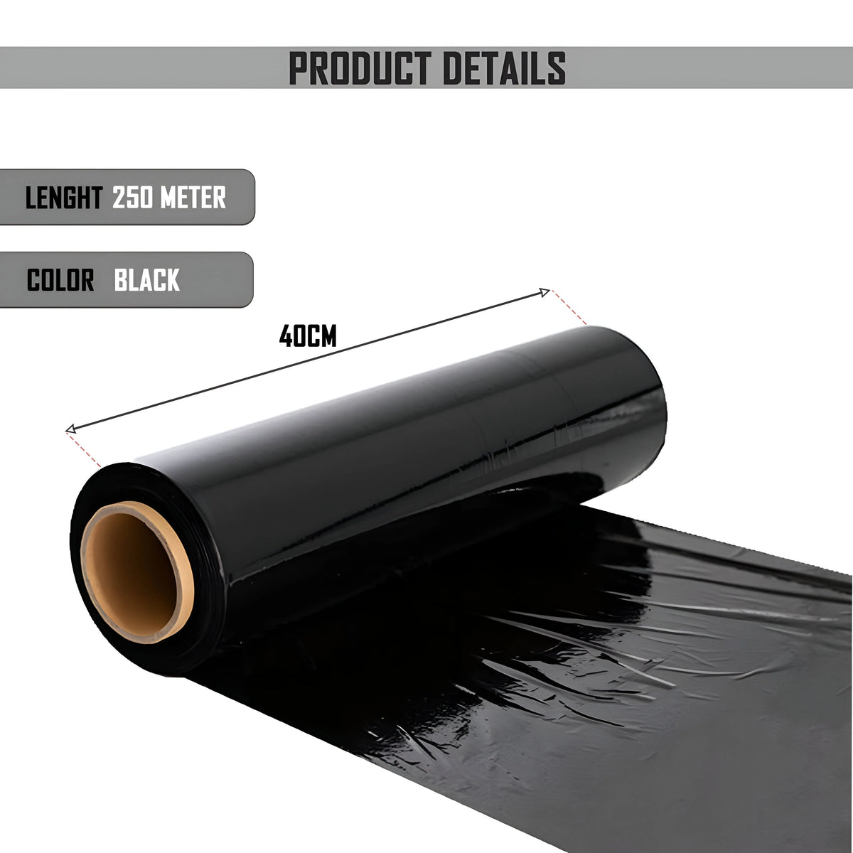 Black Pallet Stretch Wrap – 40 or 50 cm Rolls, Packs of 2 to 10 - photo 5