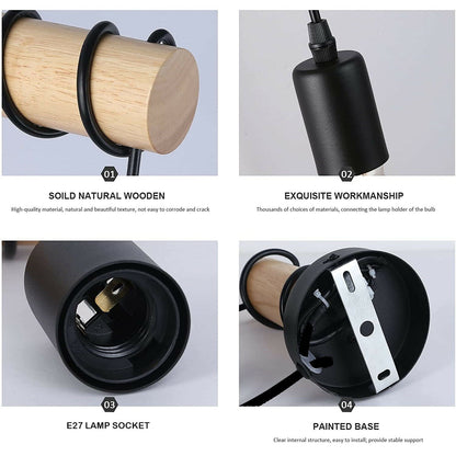 Plug-In Wood Log Wall Light with Dimmer – Black & Natural Wood, E27 - photo 3
