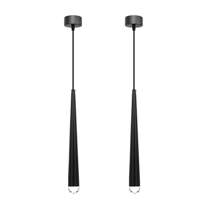Long Tube Pendant Light – Black, GU10, Crystal Glass Tip - Standard, Pack of 2, Without Bulb