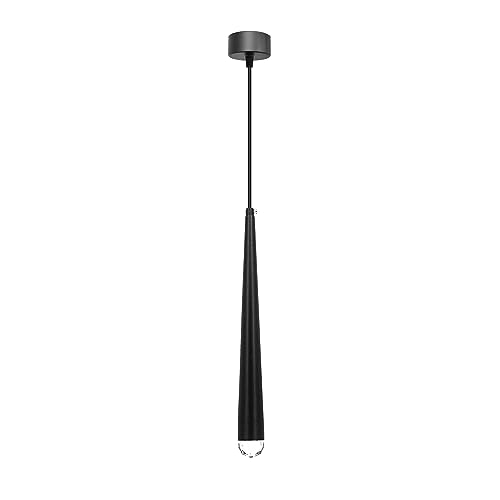 Long Tube Pendant Light – Black, GU10, Crystal Glass Tip - Standard, Single, Without Bulb
