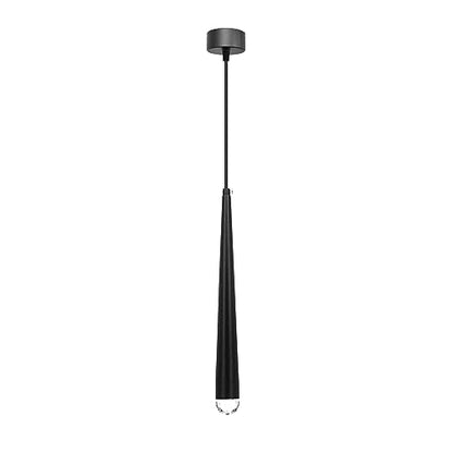 Long Tube Pendant Light – Black, GU10, Crystal Glass Tip - Standard, Single, Without Bulb