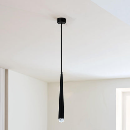 Long Tube Pendant Light – Black, GU10, Crystal Glass Tip - photo 2