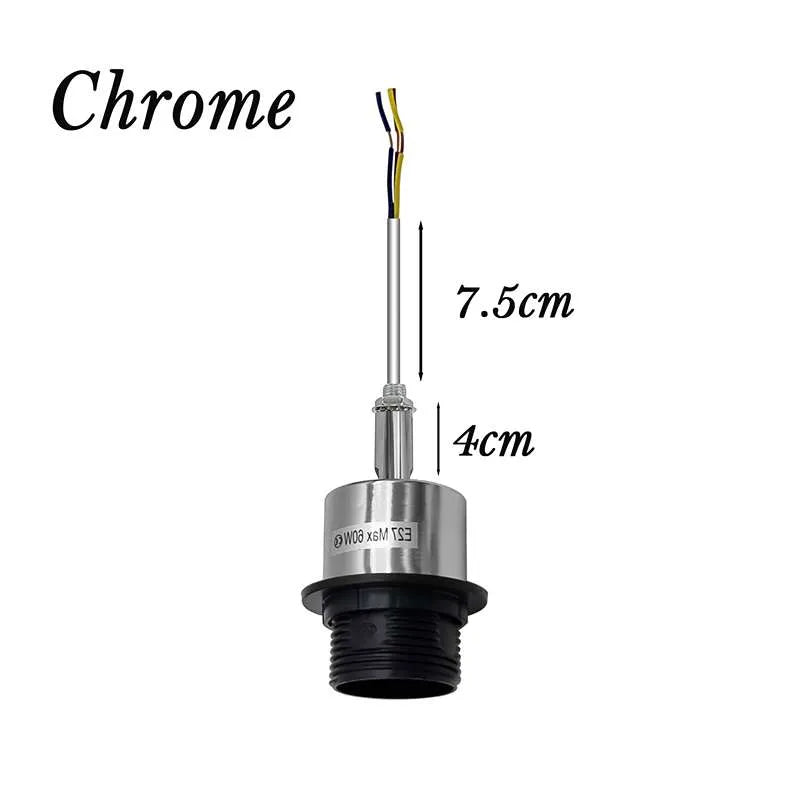 E27 Lamp Holder on Threaded Tube – 7.5 or 15 cm, 7 Finishes - Chrome, 7.5 cm, Single