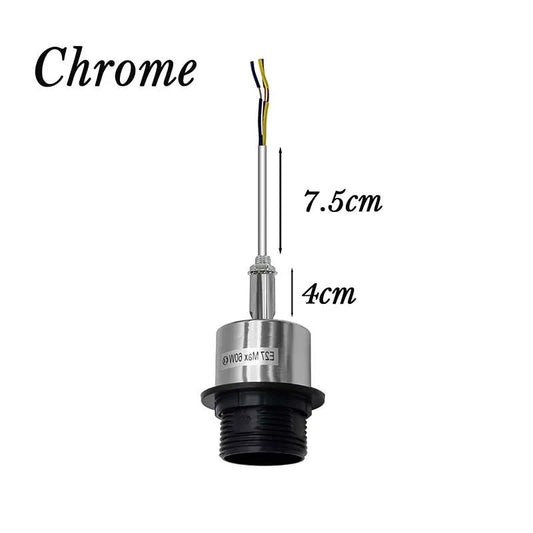 E27 Lamp Holder on Threaded Tube – 7.5 or 15 cm, 7 Finishes - Chrome, 7.5 cm, Single