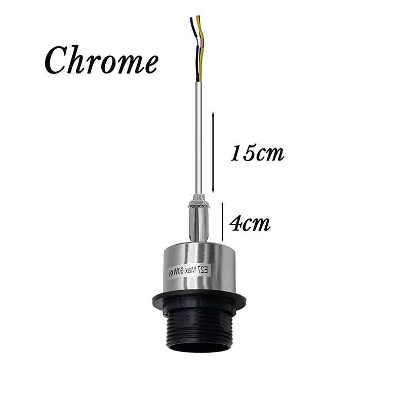 E27 Lamp Holder on Threaded Tube – 7.5 or 15 cm, 7 Finishes - Chrome, 15 cm, Single