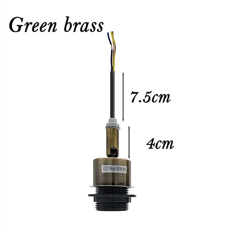 E27 Lamp Holder on Threaded Tube – 7.5 or 15 cm, 7 Finishes - Green Brass, 7.5 cm, Single