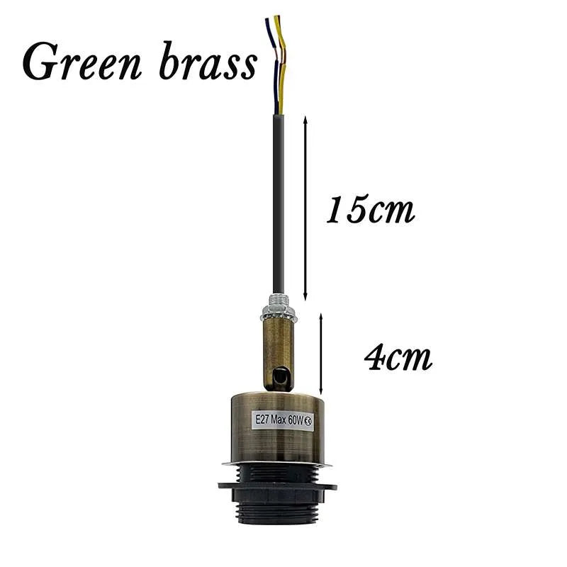 E27 Lamp Holder on Threaded Tube – 7.5 or 15 cm, 7 Finishes - Green Brass, 15 cm, Single