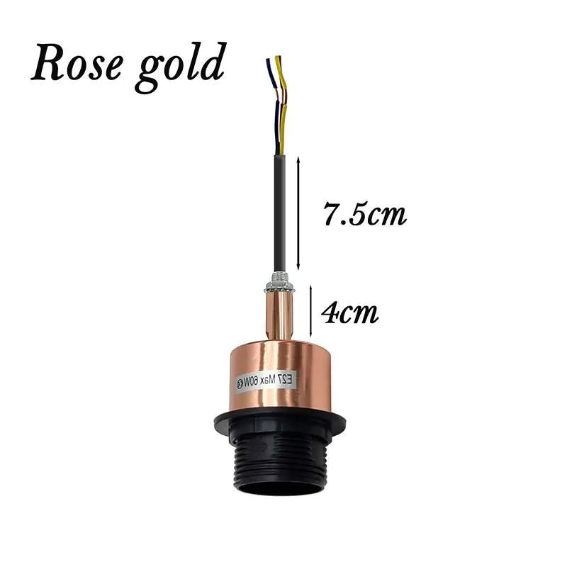 E27 Lamp Holder on Threaded Tube – 7.5 or 15 cm, 7 Finishes - Rose Gold, 7.5 cm, Single