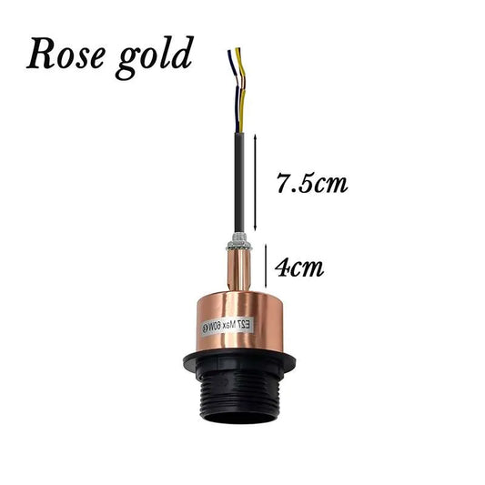 E27 Lamp Holder on Threaded Tube – 7.5 or 15 cm, 7 Finishes - Rose Gold, 7.5 cm, Single