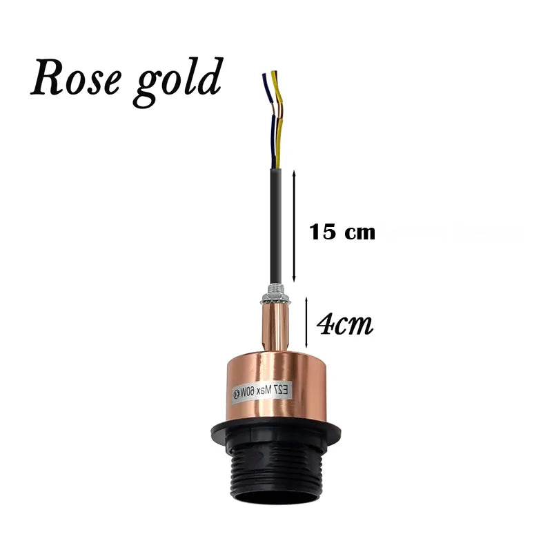 E27 Lamp Holder on Threaded Tube – 7.5 or 15 cm, 7 Finishes - Rose Gold, 15 cm, Single