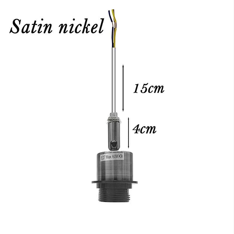 E27 Lamp Holder on Threaded Tube – 7.5 or 15 cm, 7 Finishes - Satin Nickel, 15 cm, Single