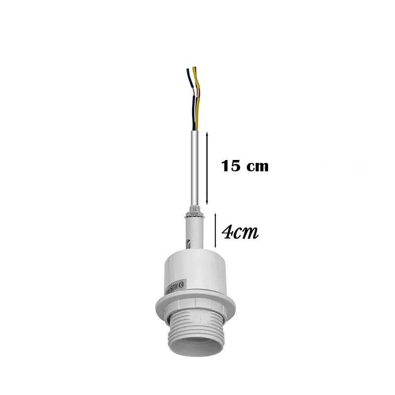 E27 Lamp Holder on Threaded Tube – 7.5 or 15 cm, 7 Finishes - White, 15 cm, Single