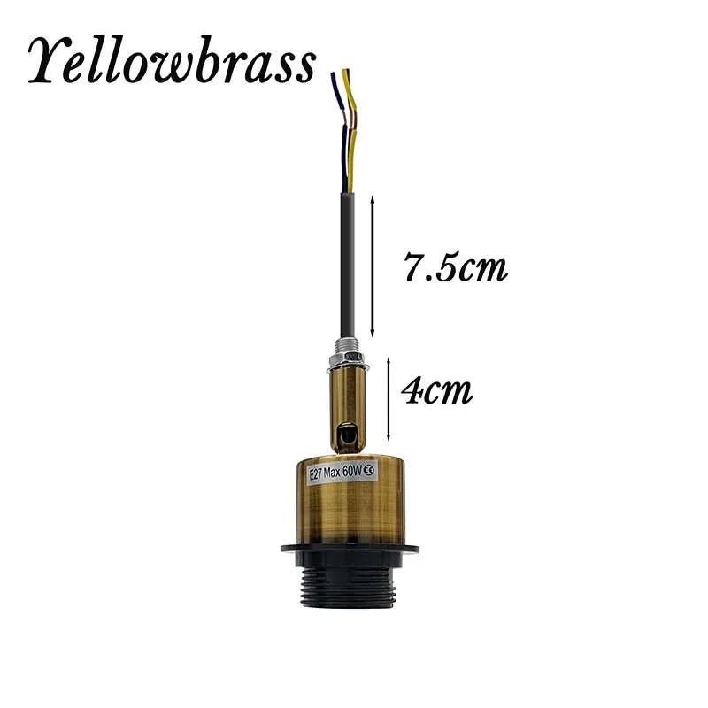 E27 Lamp Holder on Threaded Tube – 7.5 or 15 cm, 7 Finishes - Yellow Brass, 7.5 cm, Single