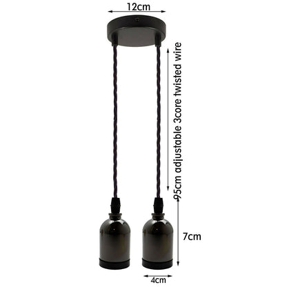 2 Light Cluster Pendant – Black, Twisted Cable, 12 cm Rose, E27 - photo 2