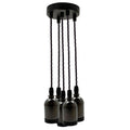 5 Light Cluster Pendant – Black, Twisted Cable, 12 cm Rose, E27