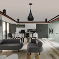 Teardrop Pendant Light – 16 cm Metal Shade, Black or Teal, E27