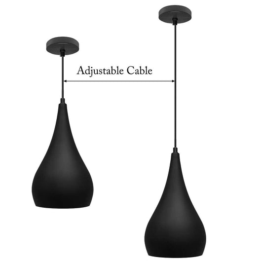 Teardrop Pendant Light – 16 cm Metal Shade, Black or Teal, E27 - photo 2