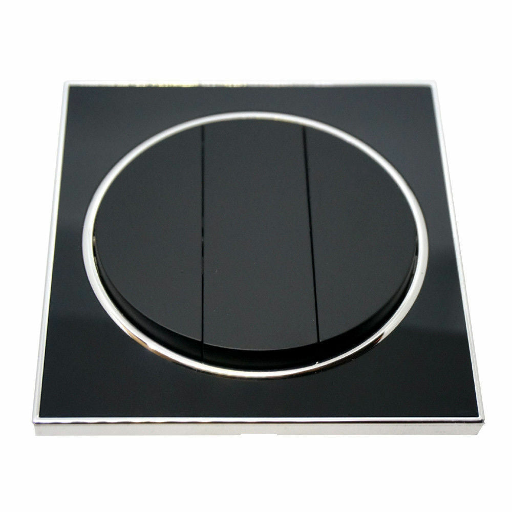 Black Round Screwless Flat Plate Light Switch – 2 & 3 Gang - photo 2