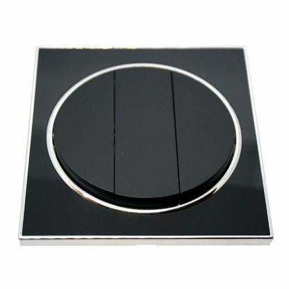 Black Round Screwless Flat Plate Light Switch – 2 & 3 Gang - photo 2