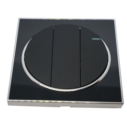 Black Round Screwless Flat Plate Light Switch – 2 & 3 Gang - photo 2