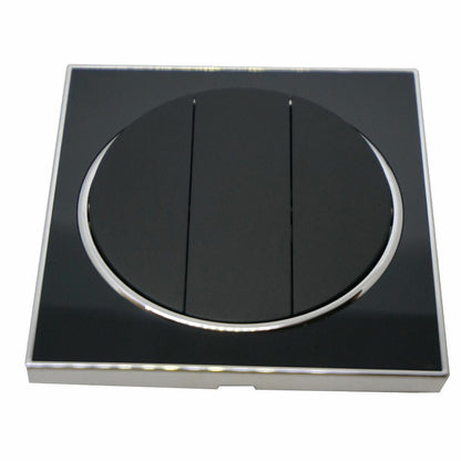Black Round Screwless Flat Plate Light Switch – 2 & 3 Gang