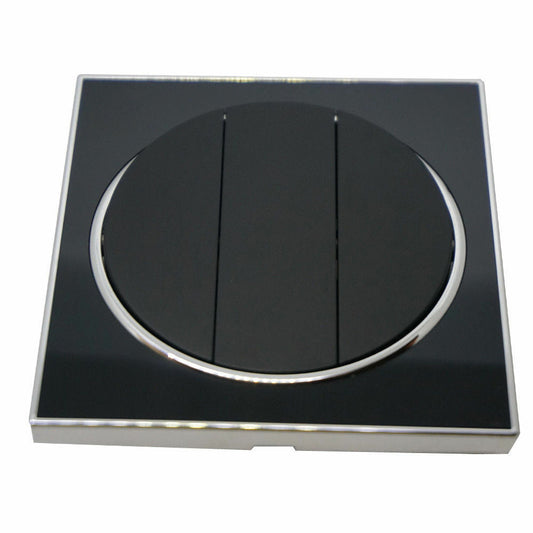 Black Round Screwless Flat Plate Light Switch – 2 & 3 Gang