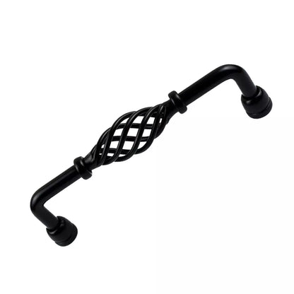 Black Birdcage D Handles – 128 mm Hole Centres, Twisted Iron, Packs of 2 or 3
