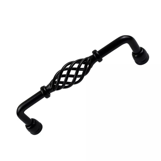 Black Birdcage D Handles – 128 mm Hole Centres, Twisted Iron, Packs of 2 or 3