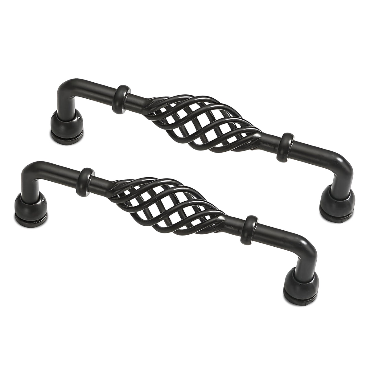 Black Birdcage D Handles – 128 mm Hole Centres, Twisted Iron, Packs of 2 or 3 - 2 Handles