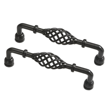 Black Birdcage D Handles – 128 mm Hole Centres, Twisted Iron, Packs of 2 or 3 - 2 Handles