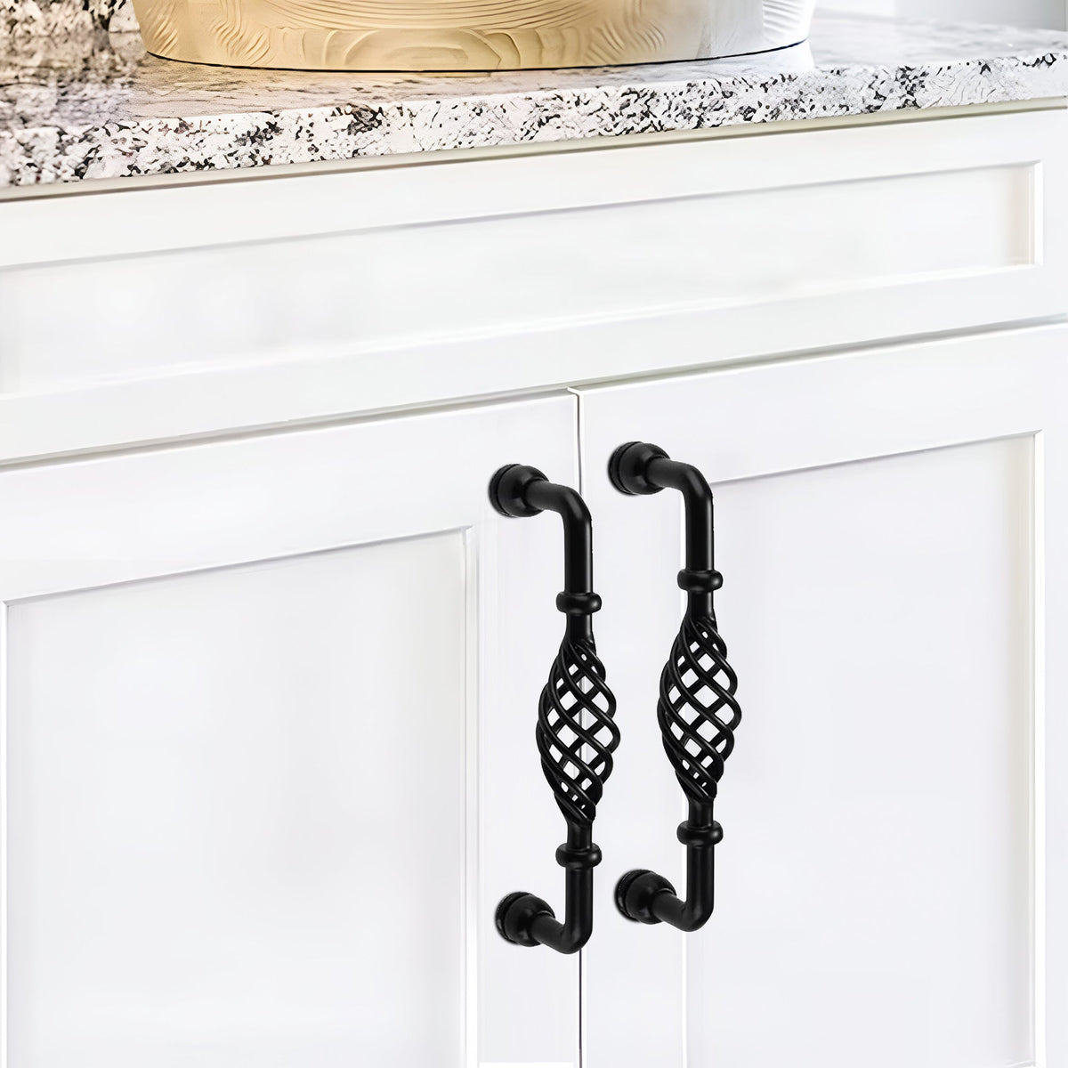 Black Birdcage D Handles – 128 mm Hole Centres, Twisted Iron, Packs of 2 or 3 - photo 2