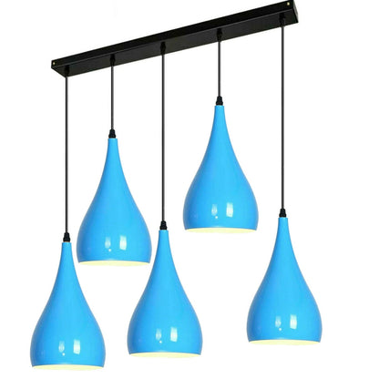 5-Light Bar Pendant – Teardrop Shades, 7 Colours or Mixes - photo 3