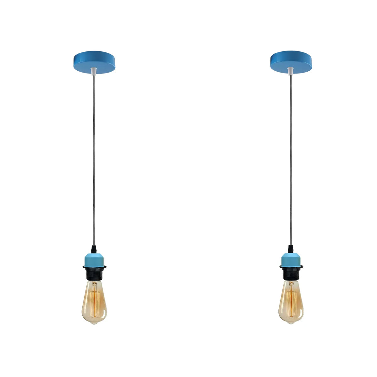 5-Light Bar Pendant – Teardrop Shades, 7 Colours or Mixes - Black, Teardrop, 3 Blue & 2 White, Without Bulb