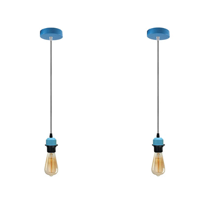 5-Light Bar Pendant – Teardrop Shades, 7 Colours or Mixes - Black, Teardrop, 3 Blue & 2 White, Without Bulb
