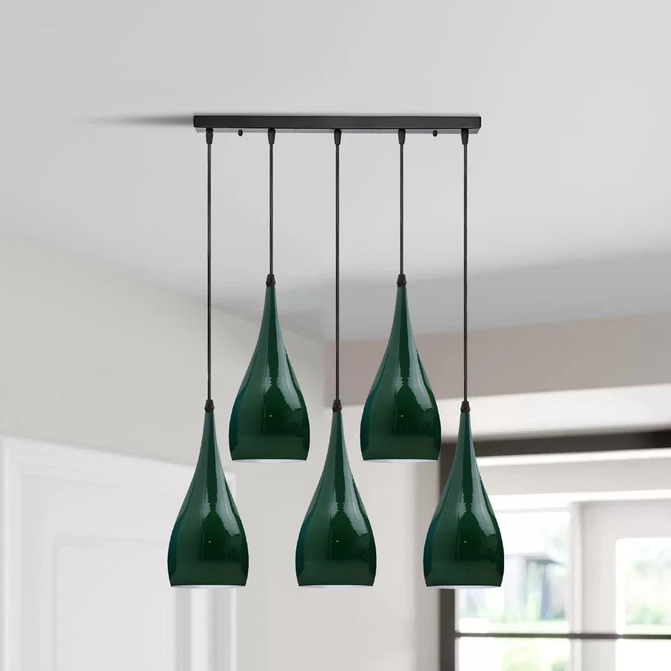 5-Light Bar Pendant – Teardrop Shades, 7 Colours or Mixes - photo 7