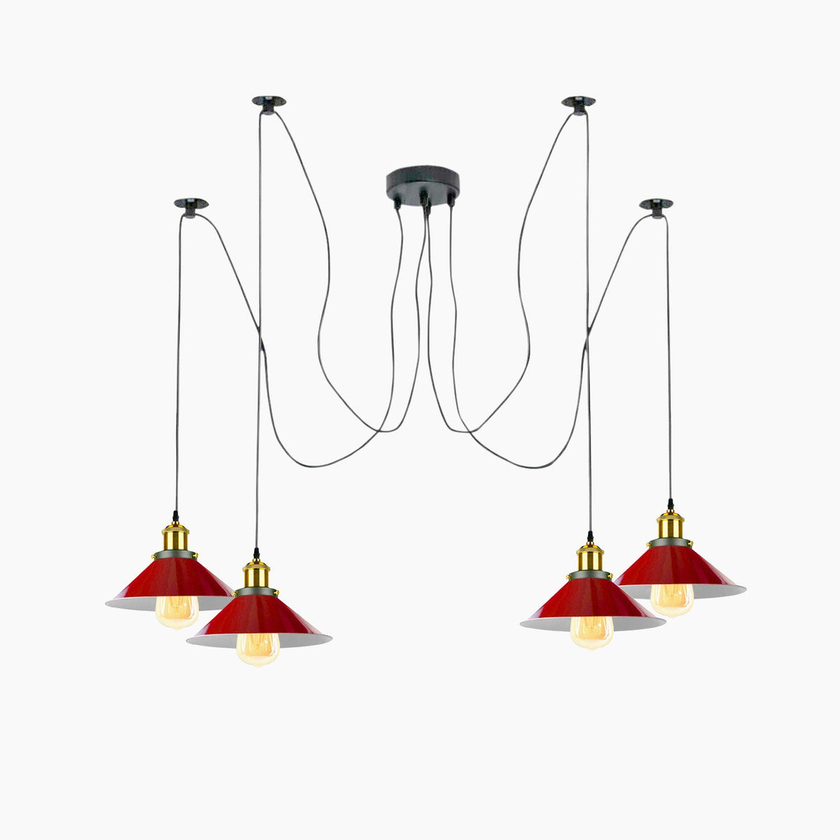 5-Light Bar Pendant – Teardrop Shades, 7 Colours or Mixes - Black, Teardrop, All White, Without Bulb