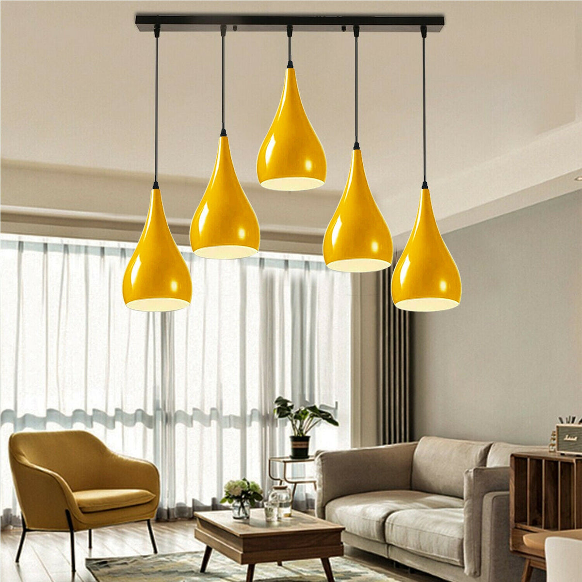 5-Light Bar Pendant – Teardrop Shades, 7 Colours or Mixes - photo 11