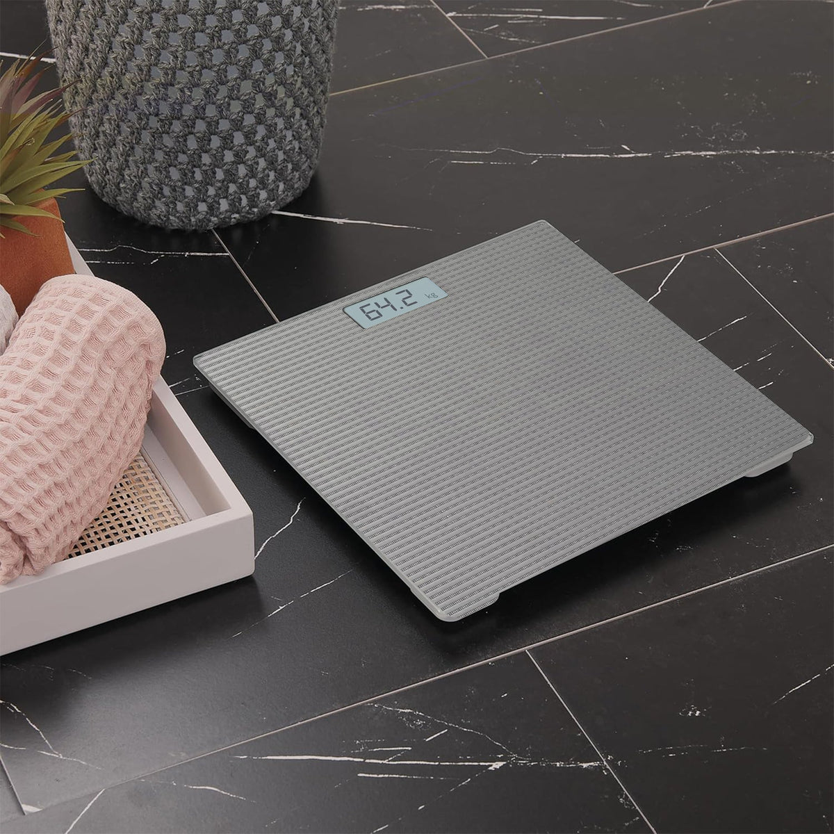 Square Digital Bathroom Scale – Black or Grey Ribbed Top, 180 kg - photo 6