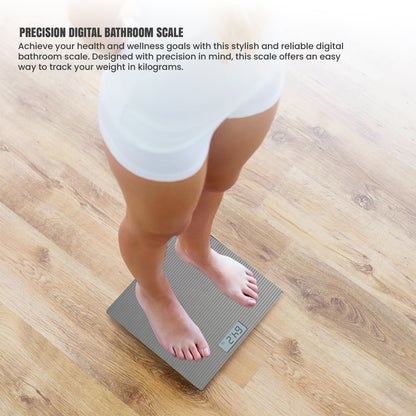 Square Digital Bathroom Scale – Black or Grey Ribbed Top, 180 kg - photo 7