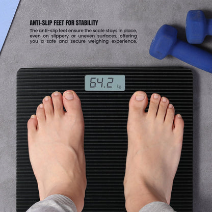 Square Digital Bathroom Scale – Black or Grey Ribbed Top, 180 kg - photo 4