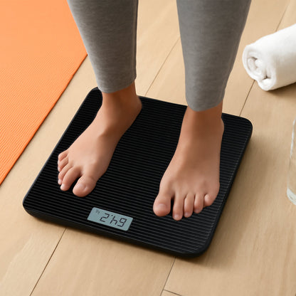 Square Digital Bathroom Scale – Black or Grey Ribbed Top, 180 kg - photo 5