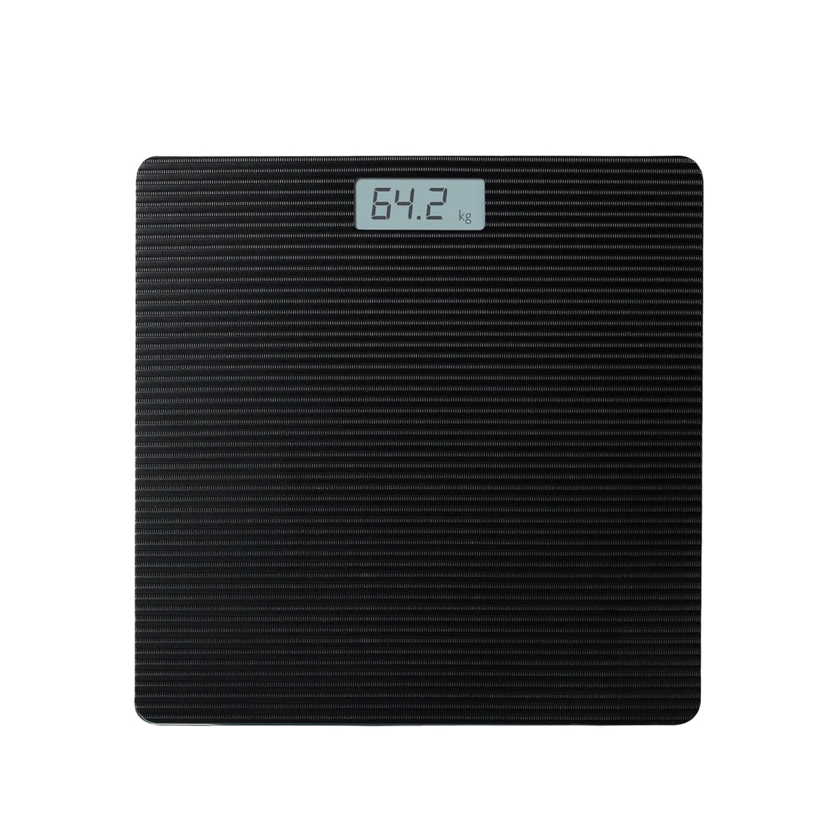 Square Digital Bathroom Scale – Black or Grey Ribbed Top, 180 kg - Black
