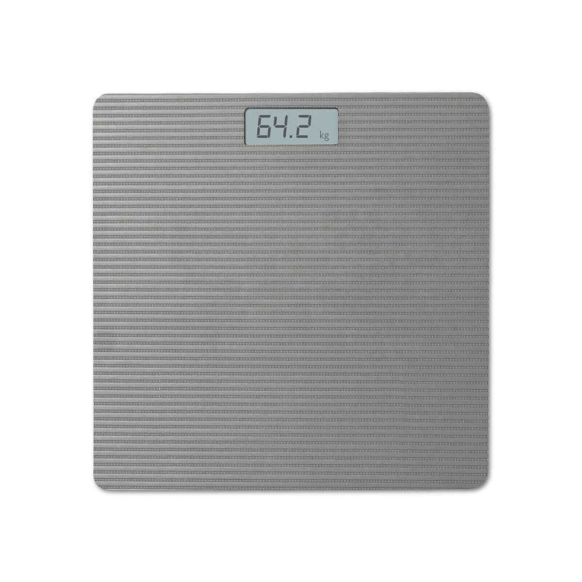 Square Digital Bathroom Scale – Black or Grey Ribbed Top, 180 kg - Grey