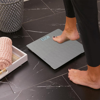 Square Digital Bathroom Scale – Black or Grey Ribbed Top, 180 kg - photo 3