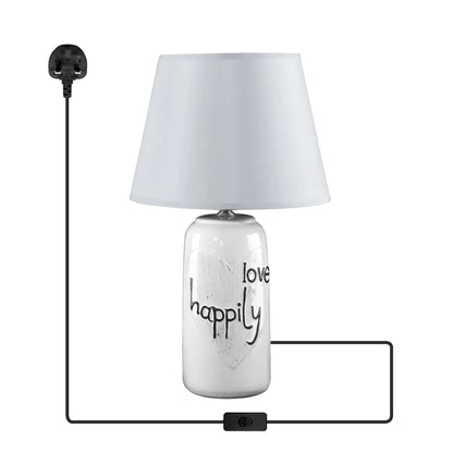 Bottle Shape Ceramic Table Lamp with Shade - White, Without Bulb