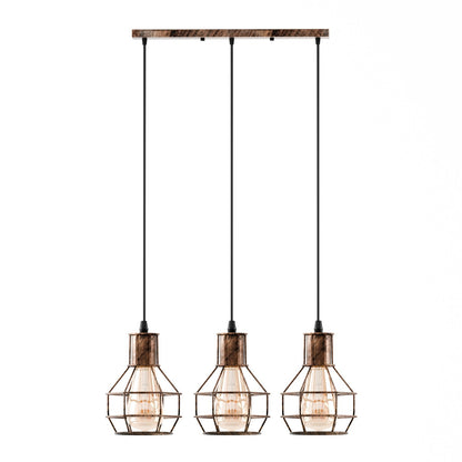 3 Light Cage Cluster Pendant – Round Plate or Bar, 5 Finishes, E27 - photo 16