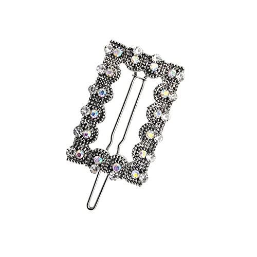 Crystal Hair Slides – Gold Round, Gold or Silver Rectangle, Single or Pair - Silver Rectangle