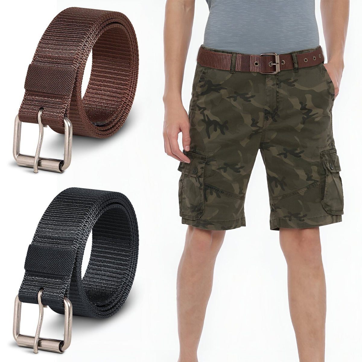 Nylon Pin-Buckle Belts, Pack of 2 – Black, Brown or One of Each - photo 3